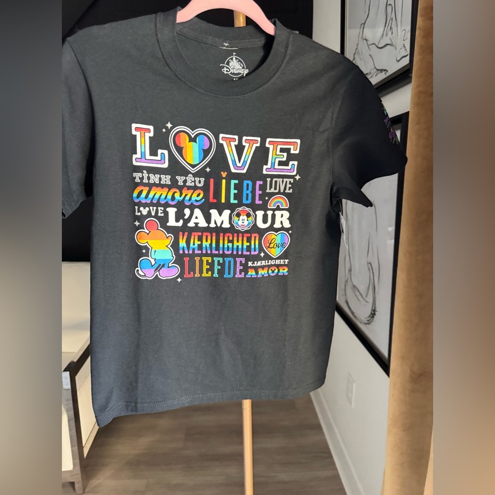 Disney Kids 2024 PRIDE Love Multilingual Graphic Tee - Black